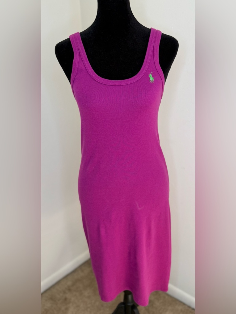 Ralph Lauren sleeveless cotton dress polo logo vintage Y2K preppy beach small EC